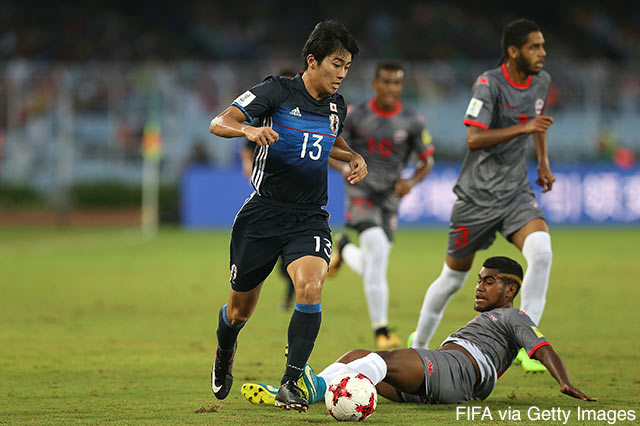 先制点をマークした中村 敬斗（三菱養和SCユース）。今大会は初戦でハットトリックを記録するなどブレイクした。【FIFA U-17Ｗ杯 GS 第3節 U-17日本vsU-17ニューカレドニア】