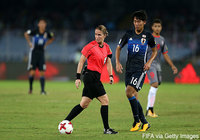 今大会初出場となった山﨑 大地（サンフレッチェ広島ユース）。なお、この試合は女性の審判員が裁いた【FIFA U-17Ｗ杯 GS 第3節 U-17日本vsU-17ニューカレドニア】