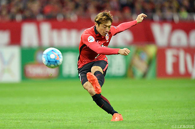 82分に投入され、ミドルシュートで果敢に追加点を狙った梅崎 司（浦和）【ＡＣＬ 準決勝 第2戦 浦和vs上海上港】