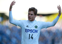 ゴール右隅へ狙い澄ました同点ミドルを流し込んだパウリーニョ（松本）【明治安田Ｊ２ 第41節 福岡vs松本】