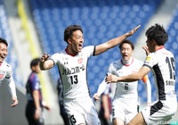 開始直後に立て続けにゴールを決めた梅内 和磨。流れは完全に盛岡のペースだと思われたが…【明治安田生命Ｊ３リーグ　第1節 Ｇ大23vs盛岡】