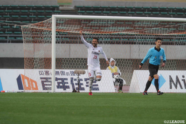 後半に2ゴールを決め、試合を振り出しに戻したマラニョン（金沢）【明治安田Ｊ２ 第5節 山口vs金沢】