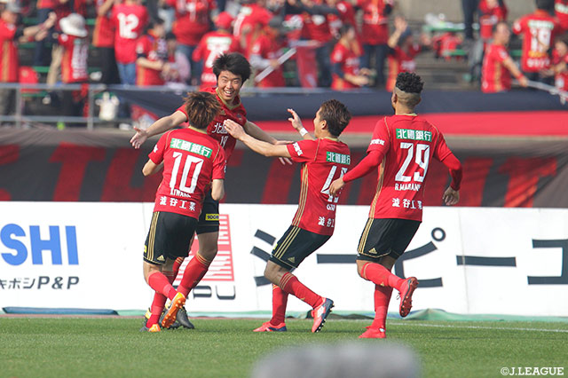 後半6分、先制ゴールを決めた垣田 裕暉（#19）【明治安田Ｊ２ 第6節 金沢vs町田】