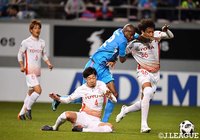 迫力満点の肉弾戦を繰り広げるイバルボ（鳥栖）とホーシャ（名古屋）【明治安田Ｊ１ 第5節 鳥栖vs名古屋】