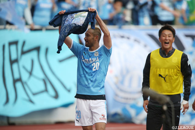 逆転弾となるこの日2ゴール目を決めた川又 堅碁（磐田）【明治安田Ｊ１ 第5節 磐田vs浦和】