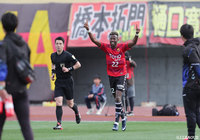 2点目を決めたニウド（福島）は今季3得点。チームの貴重な得点源だ【明治安田Ｊ３ 第5節 福島vs琉球】
