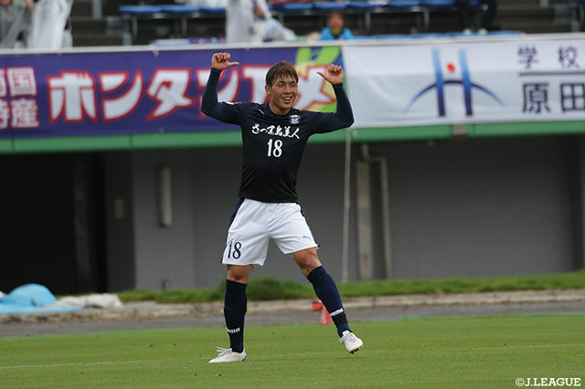 チームと共に調子を上げてきた野嶽 惇也（鹿児島）。2戦連発となるゴールを決めてみせた【明治安田Ｊ３ 第7節 鹿児島vs琉球】