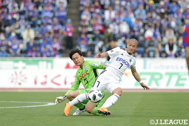 自慢のスピードを武器に甲府守備陣に脅威を与え続けた前田　大然（松本）【明治安田Ｊ２ 第9節 甲府vs松本】