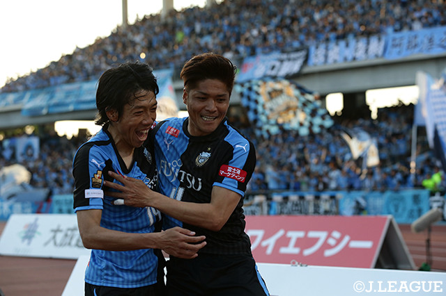 終盤からの途中出場し、とどめの4点目を奪った大久保　嘉人（川崎Ｆ／右）【明治安田Ｊ１ 第9節 川崎Ｆvs鹿島】