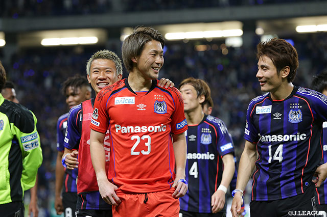 東口の負傷交代で急遽出場の林 瑞輝（Ｇ大阪/#23）。思わぬ形でのＪ１デビューとなったが見事なプレーを披露した【明治安田Ｊ１ 第9節 Ｇ大阪vsＣ大阪】