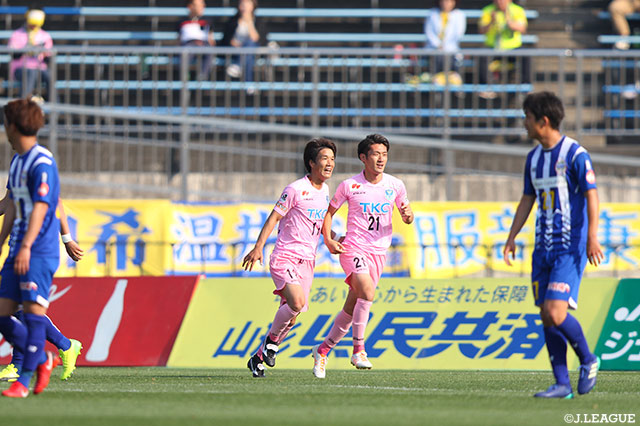 牛之濵 拓（#21）が頭で合わせ、栃木が先制！【明治安田Ｊ２ 第11節 山形vs栃木】