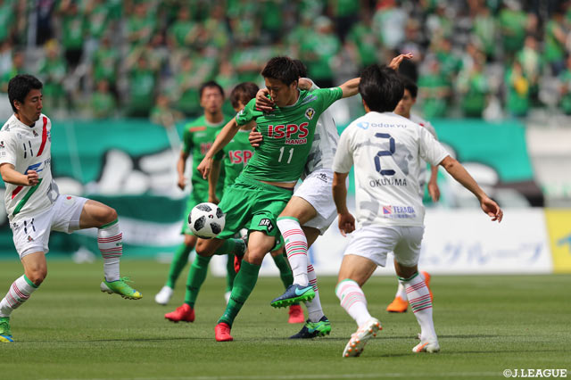 強烈なシュートを放ち、見事先制点をゲットした東京Ｖの林 陵平【明治安田Ｊ２ 第12節 東京Ｖvs町田】