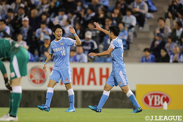 2ゴールの活躍でこの日のヒーローとなった中野　誠也（磐田／＃16）【ルヴァンカップ GS 第5節 磐田vs清水】