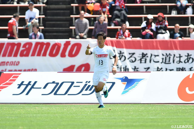 14分に同点ゴールを挙げた田中 恵太（水戸）【明治安田Ｊ２ 第15節 熊本vs水戸】
