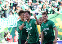 セットプレーから頭で待望の先制点を奪った飯田 真輝（松本）【明治安田Ｊ２ 第15節 松本vs福岡】