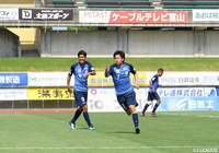 3点目を決めた佐々木 陽次（#7）。完勝した富山が2連勝を飾った【明治安田Ｊ３ 第12節 富山vs北九州】