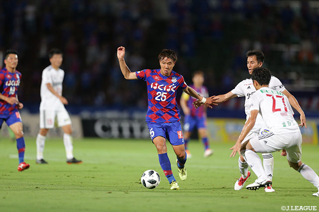 得点源のジュニオール バホスや小塚 和季が負傷離脱する中、リーグ戦初先発を果たした森 晃太（甲府）。若きストライカーに期待がかかるが、後半得点なるか【明治安田Ｊ２ 第18節 甲府vs金沢】