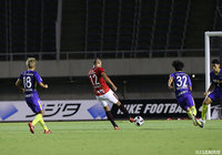 終了間際にチーム4点目を決めたファブリシオ（浦和）。加入後、初ゴールを記録【明治安田Ｊ１ 第18節 広島vs浦和】