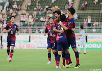 CKのチャンスに後藤 圭太がニアで合わせ、岡山が先制！【明治安田Ｊ２ 第27節 岡山vs讃岐】