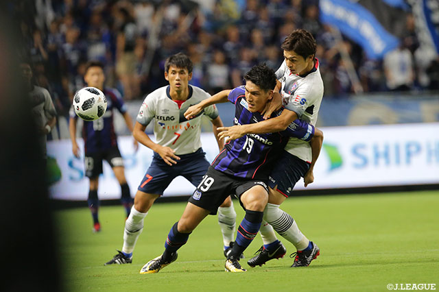 アジア競技大会に出場するため不在のファン ウィジョに代わりスタメンに抜擢された一美 和成（Ｇ大阪/#19）。ポストプレーなど随所に持ち味を発揮した【明治安田Ｊ１ 第21節 Ｇ大阪vsFC東京】