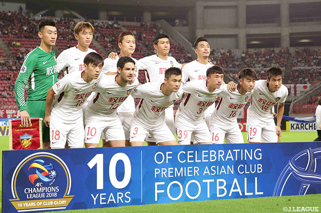 天津権健のスターティングメンバー。元ブラジル代表のアレシャンドレ パト（#10）も名を連ねた【ACL 準々決勝 第1戦 鹿島vs天津権健】