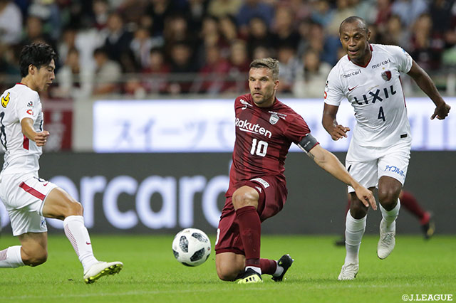 ルーカス ポドルスキ（神戸）を中心に攻撃を組み立てるも鹿島の守備組織の崩せない【明治安田Ｊ１ 第28節 神戸vs鹿島】