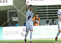 開始6分、カイオ(京都)が最初のシュートを確実に決め、先制に成功!【明治安田J2 第36節 大分vs京都】