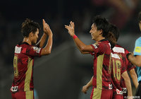 27分、前半ATにゴールを奪った中川 風希（琉球/右）。今シーズンの得点を12に伸ばした【明治安田Ｊ３ 第27節 琉球vs福島】