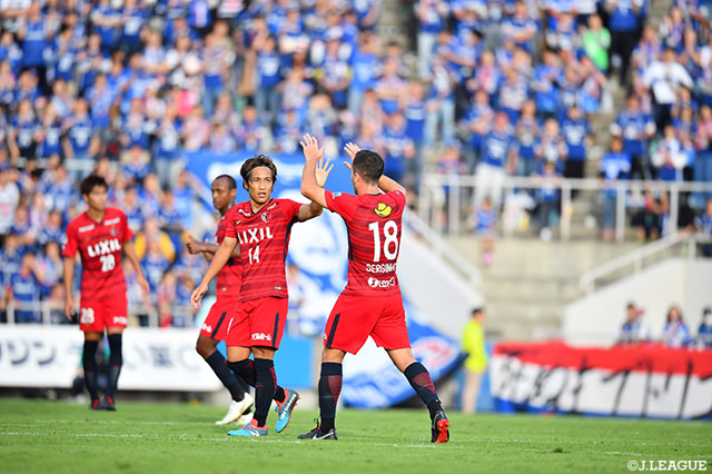 後半25分、途中出場のセルジーニョ（鹿島/#18）のヘディングシュートがゴール右隅に決まり同点！決勝進出へ1点差に迫る！【ルヴァンカップ 準決勝　第2戦 横浜FMvs鹿島】