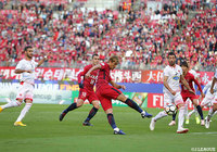 鈴木 優磨（鹿島）が前半25分に振り向きざまに強烈なシュートを放つが、惜しくも枠の左に外れてしまう！【ACL 決勝　第1戦 鹿島vsペルセポリス】