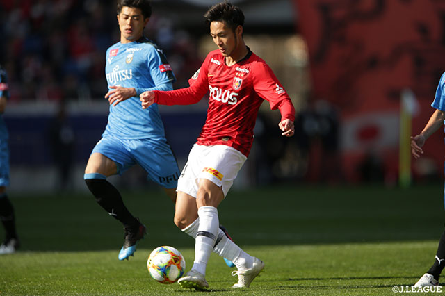 杉本 健勇（浦和）は加入後初ゴールの期待を背負って２トップの一角に入ったが得点を奪えず途中交代した【FUJI XEROX SUPER CUP 2019】