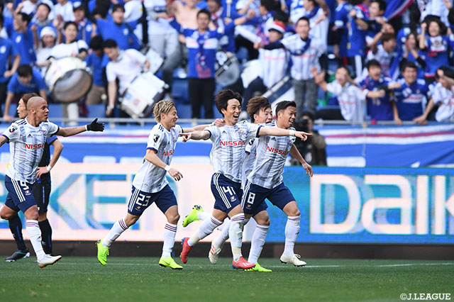 同点で迎えた34分に新加入の三好 康児（#41）が左足を豪快に振り抜き逆転ゴールを決める！【明治安田Ｊ１ 第1節 Ｇ大阪vs横浜FM】