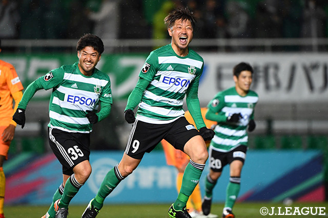 終了間際の89分、高崎　寛之（＃9）が決勝ゴールを奪いエースの面目躍如！【ルヴァンカップ GS第1節松本vs清水】