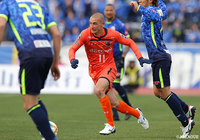 前節ゴールを決めているダヴィッド バブンスキー(大宮)はこの日は不発。2戦連続のゴールとはならなかった【明治安田J2 第4節 山形vs大宮】