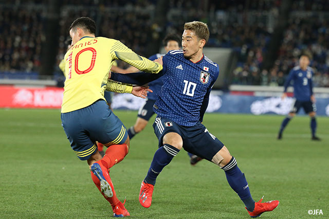 後半20分、代表に復帰した「10番」香川 真司を投入。香川は、ロシア ワールドカップ以来の出場となったが、見せ場を作れず【国際親善試合 日本vsコロンビア】