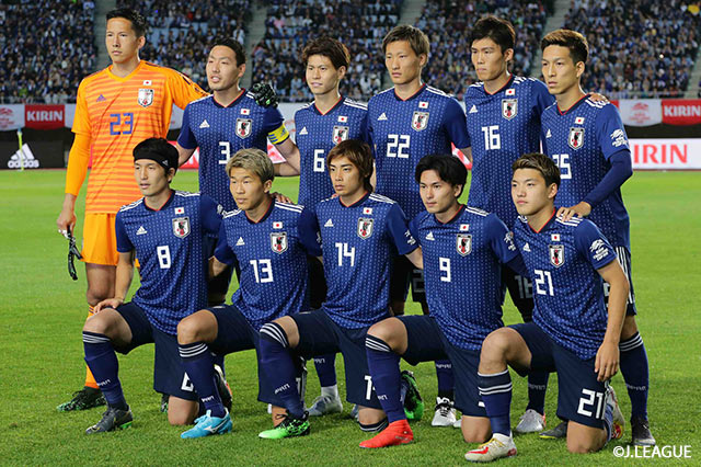 日本代表のスターティングメンバー。水曜日からは6人の先発メンバーを変更し、1トップには約4年ぶりに永井 謙佑（FC東京/#13）が入った【国際親善試合 日本vsエルサルバドル】