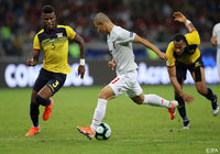 88分、交代直後の前田 大然(松本)に決定機が訪れるもシュートはGKに防がれてしまう【コパ・アメリカ GS 第3節 エクアドルvs日本】