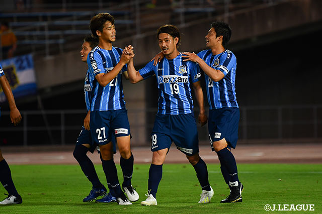 この日2得点と気を吐いた讃岐の重松　健太郎（＃19）だったが、チームを勝利に導くことはできなかった【明治安田Ｊ３第15節讃岐vsC大23】