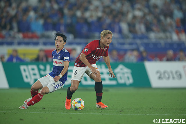 古巣対決になった山中 亮輔（浦和）。後半16分から出場するもインパクトは残せず【明治安田Ｊ１ 第19節 横浜FMvs浦和】