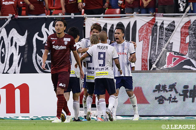 前半38分、相手のミスを逃さず最後はエジガル ジュニオ！アウェイの横浜FMが先制に成功する【明治安田Ｊ１ 第20節 神戸vs横浜FM】