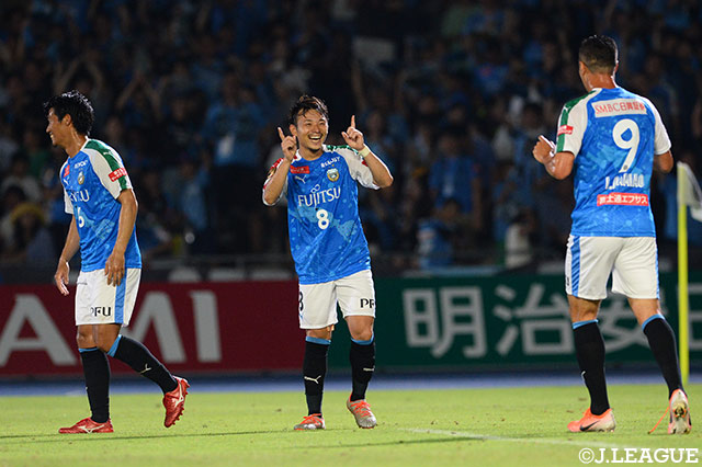 後半40分、阿部 浩之（川崎Ｆ/#8）が針の穴を通すようなコントロールショットを沈めて勝負あり【明治安田Ｊ１ 第20節 川崎Ｆvs大分】