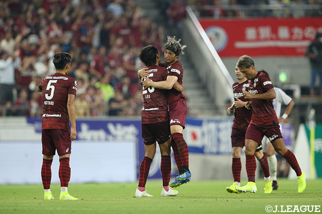 右サイドからのクロスをファーサイドに走り込んできた増山 朝陽（神戸）が頭で合わせ、同点ゴールを奪う！【明治安田Ｊ１ 第21節 神戸vsＧ大阪】