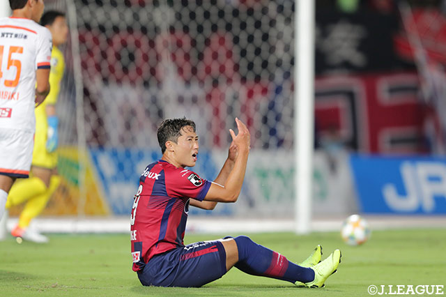 ここまでリーグトップの16ゴールを記録するイ ヨンジェ（岡山）だが、この日は不発に終わった【明治安田Ｊ２ 第27節 岡山vs大宮】