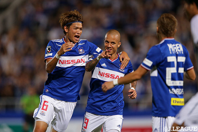 仲川からのパスをマルコス ジュニオール（#9）が冷静にゴール左へ流し込み、横浜FMがリードを広げる！【明治安田Ｊ１ 第25節 横浜FMvsＧ大阪】