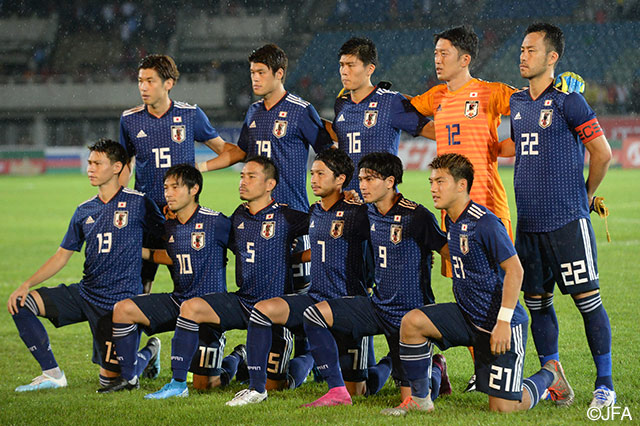 日本のスターティングメンバー。5日に行われたパラグアイ代表戦との親善試合と同じメンバーで臨んだ【カタールＷ杯 アジア2次予選 ミャンマーvs日本】