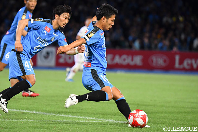 後半34分に投入された大島 僚太（川崎Ｆ）。負傷明けながら、勝ち越しゴールの起点になるなど存在感を発揮した【ルヴァンカップ 準決勝 第1戦 川崎Ｆvs鹿島】