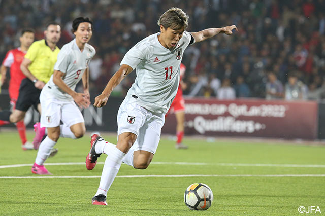 80分に途中出場した永井 謙佑（FC東京）は持ち前のスピードを活かした裏抜けや積極果敢なシュートで相手ゴールを脅かした【カタールＷ杯 アジア2次予選 タジキスタンvs日本】