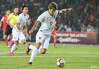 80分に途中出場した永井 謙佑(FC東京)は持ち前のスピードを活かした裏抜けや積極果敢なシュートで相手ゴールを脅かした【カタールW杯 アジア2次予選 タジキスタンvs日本】