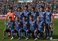 日本のスターティングメンバー。Jリーグからは広島の大迫 敬介(#1)、鹿島の上田 綺世(#18)ら5名が連ねた【国際親善試合 U-22日本vsU-22コロンビア】