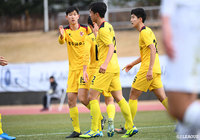 光州FCは19分にキム ファジョンがゴールを奪い、同点に追いつく【JINYC 順位決定戦 7位・8位決定戦 光州FCvsBKヘッケン】